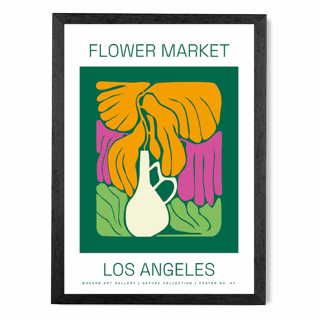 Flower Market Green, Yellow Los Angeles Lifestyle  Art Poster | Wall Art Plaza