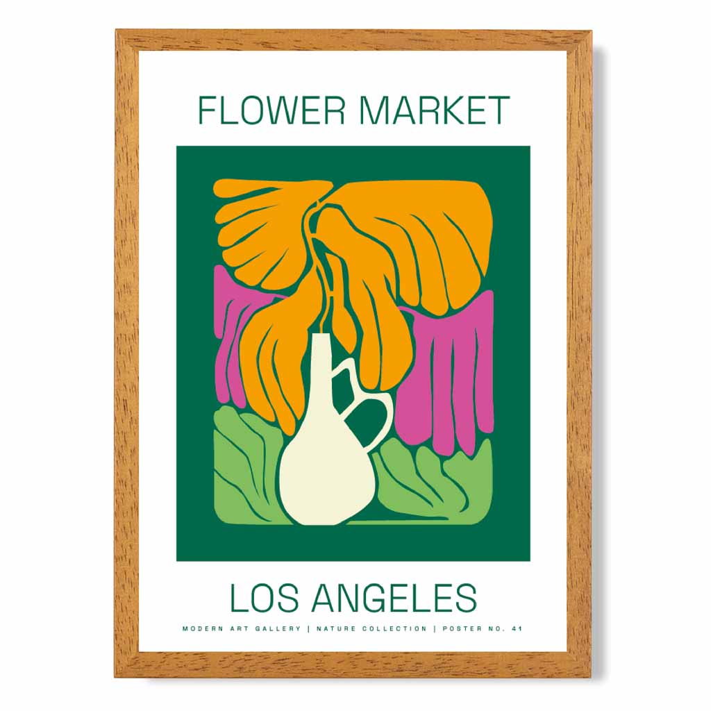 Flower Market Green, Yellow Los Angeles Lifestyle  Art Poster | Wall Art Plaza