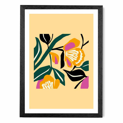 Abstract Yellow, Green Flowers  Art Print | Wall Art Plaza