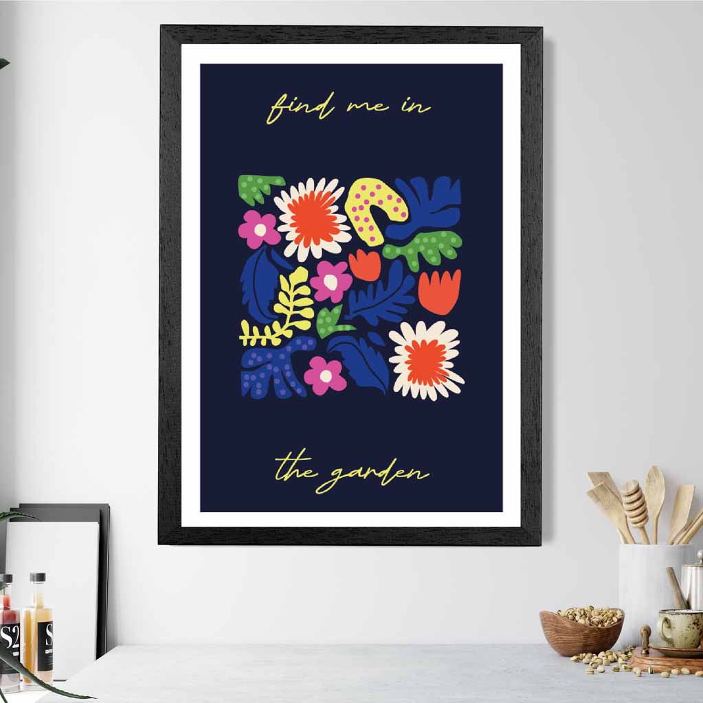 Modern Abstract Black, Colourful Garden Quote  Art Print | Wall Art Plaza