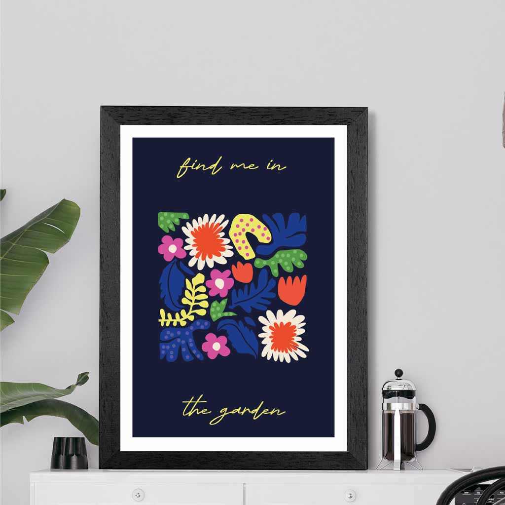 Modern Abstract Black, Colourful Garden Quote  Art Print | Wall Art Plaza