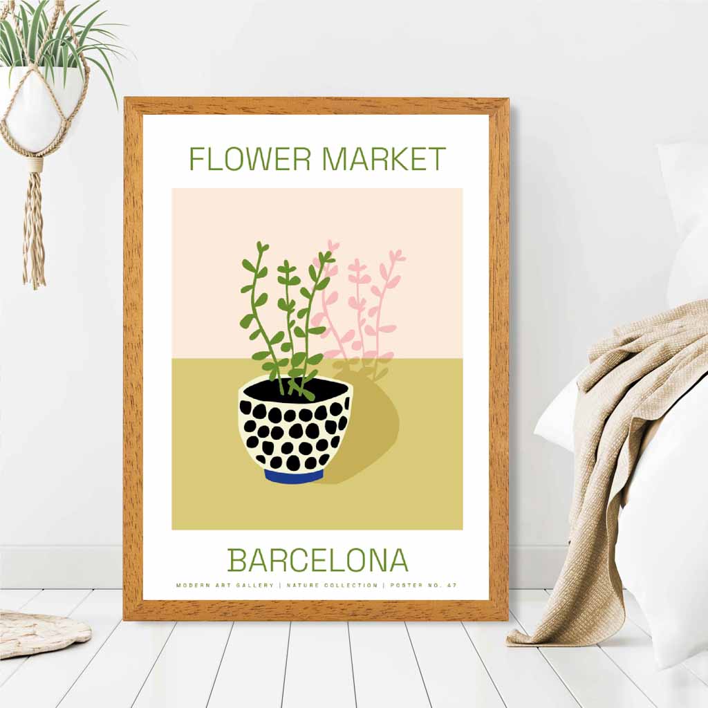 Flower Market Green, Pink Barcelona  Art Poster | Wall Art Plaza