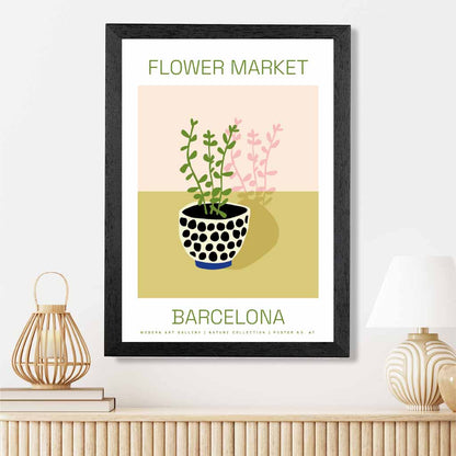 Flower Market Green, Pink Barcelona  Art Poster | Wall Art Plaza