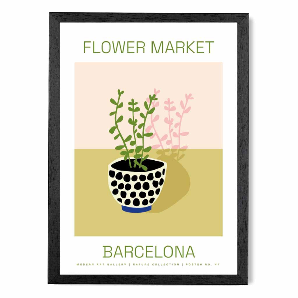 Flower Market Green, Pink Barcelona  Art Poster | Wall Art Plaza