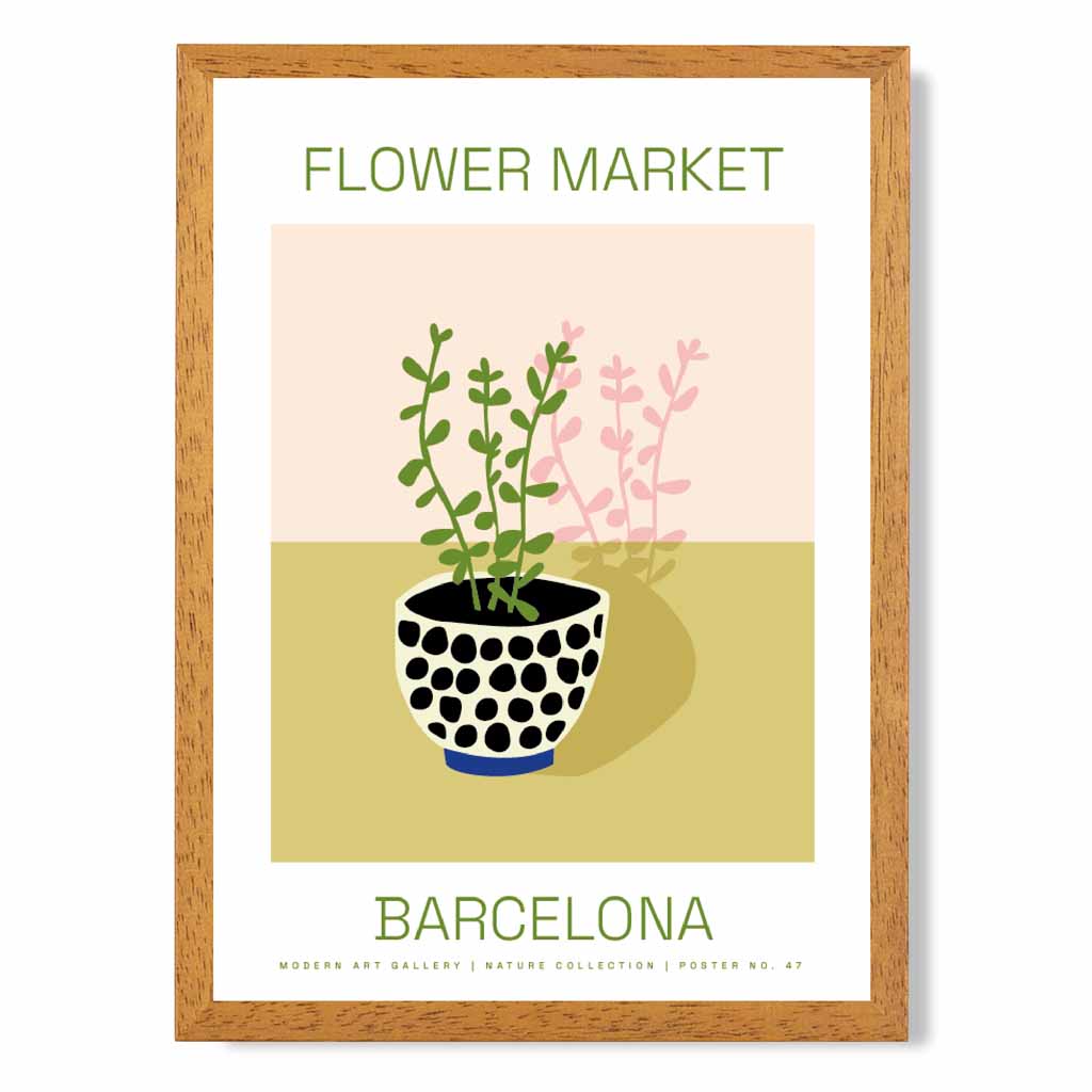 Flower Market Green, Pink Barcelona  Art Poster | Wall Art Plaza