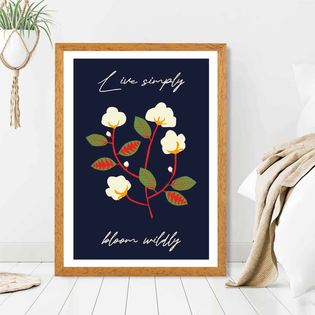 Modern Black, Cream Flowers quote  Art Poster | Wall Art Plaza