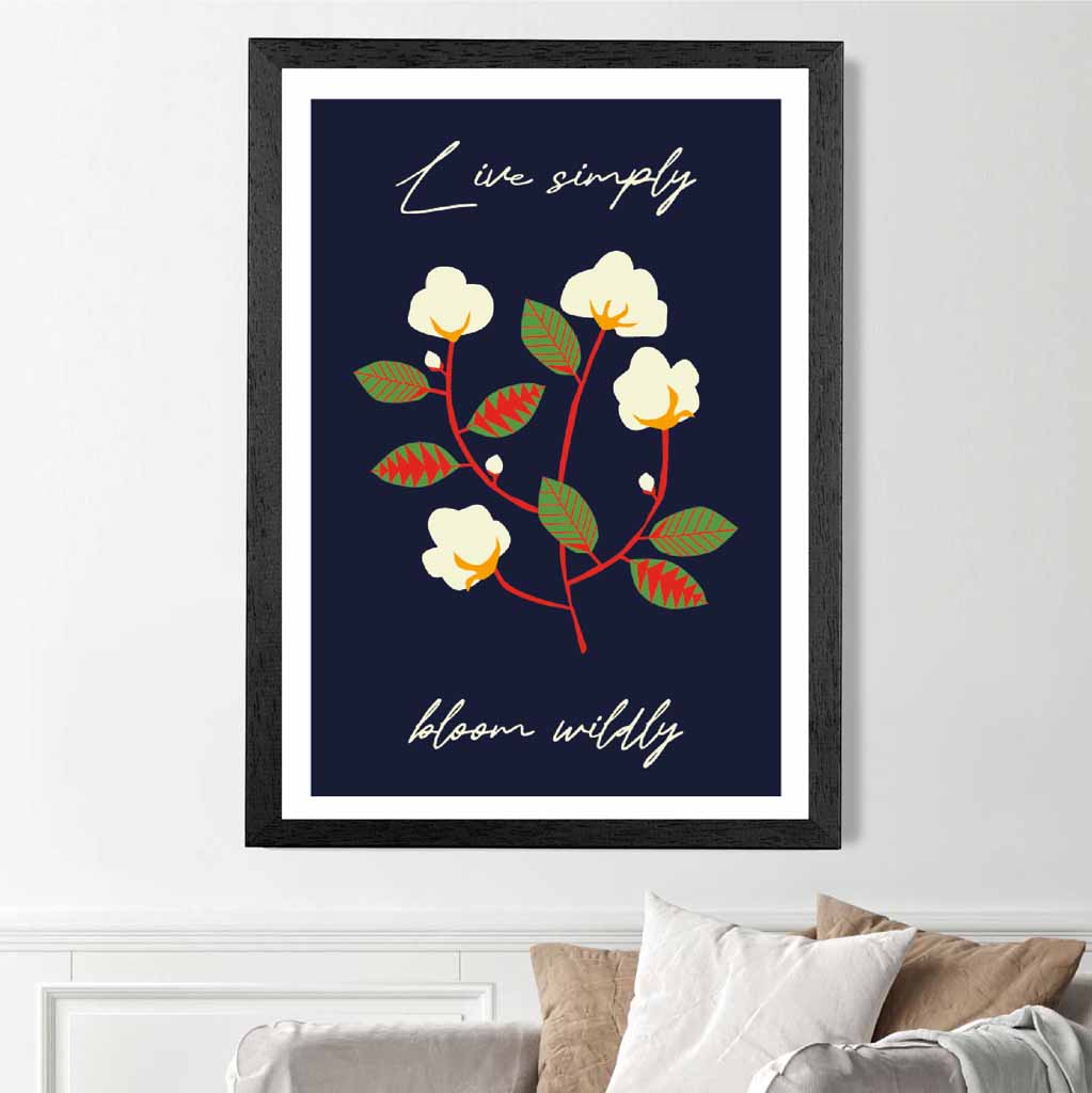 Modern Black, Cream Flowers quote  Art Poster | Wall Art Plaza