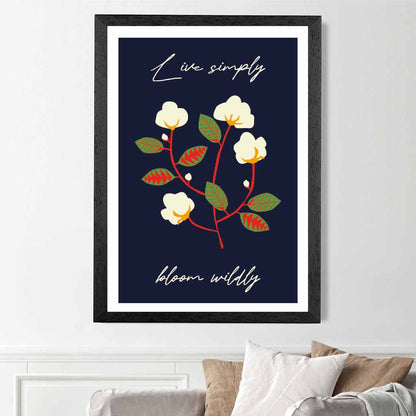 Modern Black, Cream Flowers quote  Art Poster | Wall Art Plaza