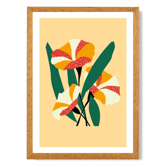 Abstract Floral Yellow, Colourful Flowers  Art Print | Wall Art Plaza