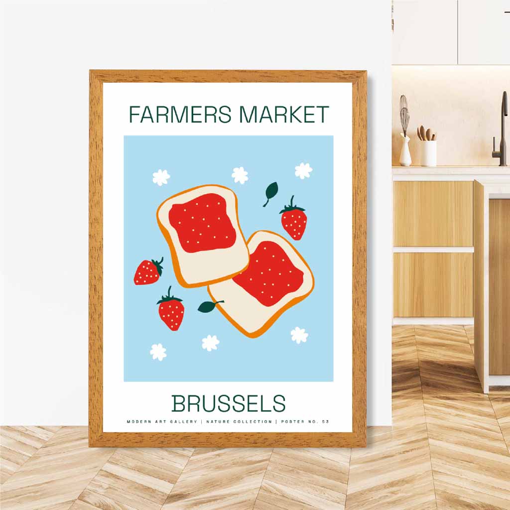 Farmers Market Blue, Red Brussels Strawberry Jam  Art Print | Wall Art Plaza