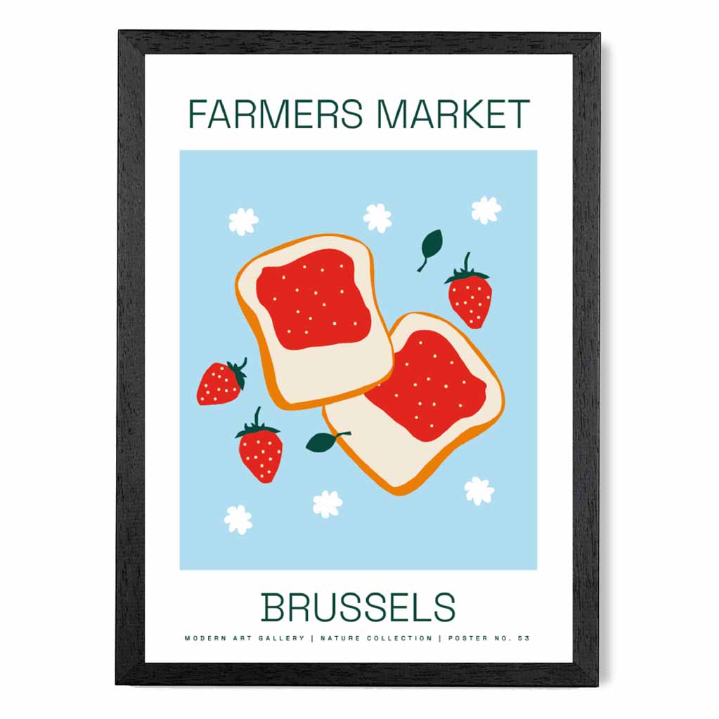 Farmers Market Blue, Red Brussels Strawberry Jam  Art Print | Wall Art Plaza