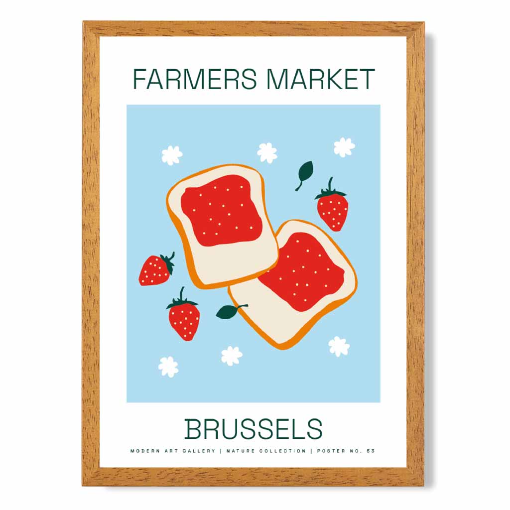 Farmers Market Blue, Red Brussels Strawberry Jam  Art Print | Wall Art Plaza