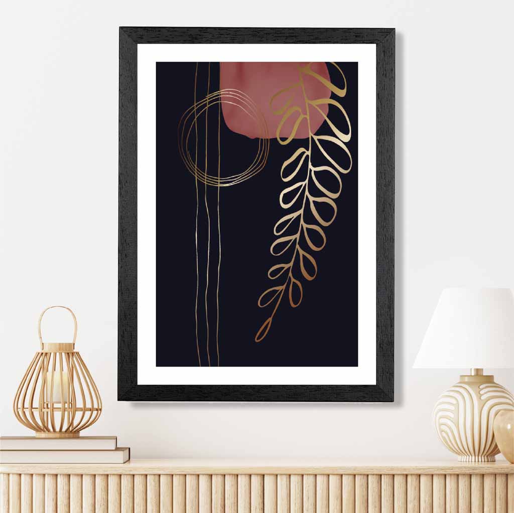 Modern Abstract Black, Pink Floral Art Print | Wall Art Plaza