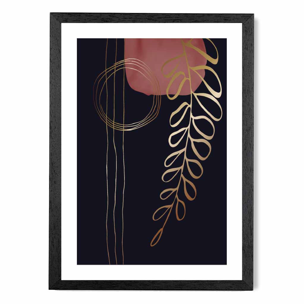 Modern Abstract Black, Pink Floral Art Print | Wall Art Plaza