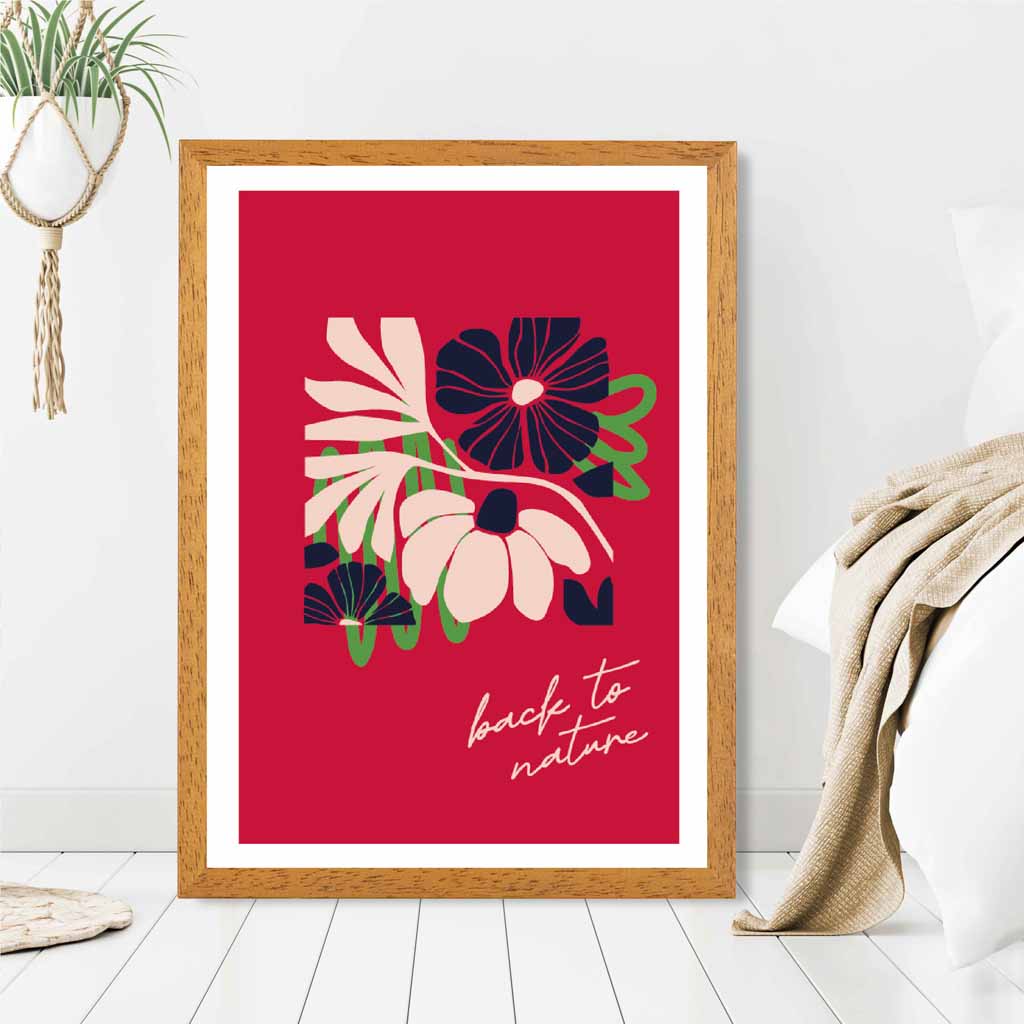 Modern Minimal Red, Black Flowers quote  Art Poster | Wall Art Plaza