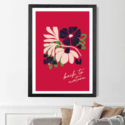 Modern Minimal Red, Black Flowers quote  Art Poster | Wall Art Plaza