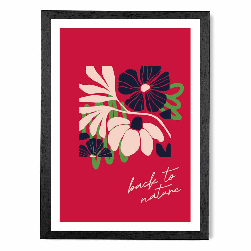 Modern Minimal Red, Black Flowers quote  Art Poster | Wall Art Plaza