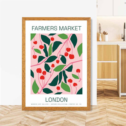 Farmers Market Pink, Green London Cherries  Art Print | Wall Art Plaza