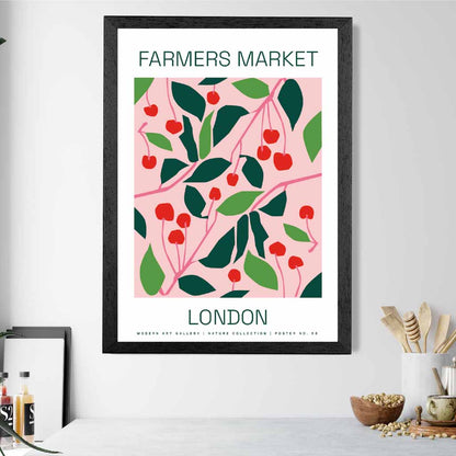Farmers Market Pink, Green London Cherries  Art Print | Wall Art Plaza