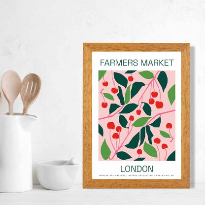 Farmers Market Pink, Green London Cherries  Art Print | Wall Art Plaza