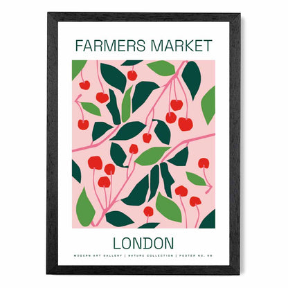 Farmers Market Pink, Green London Cherries  Art Print | Wall Art Plaza