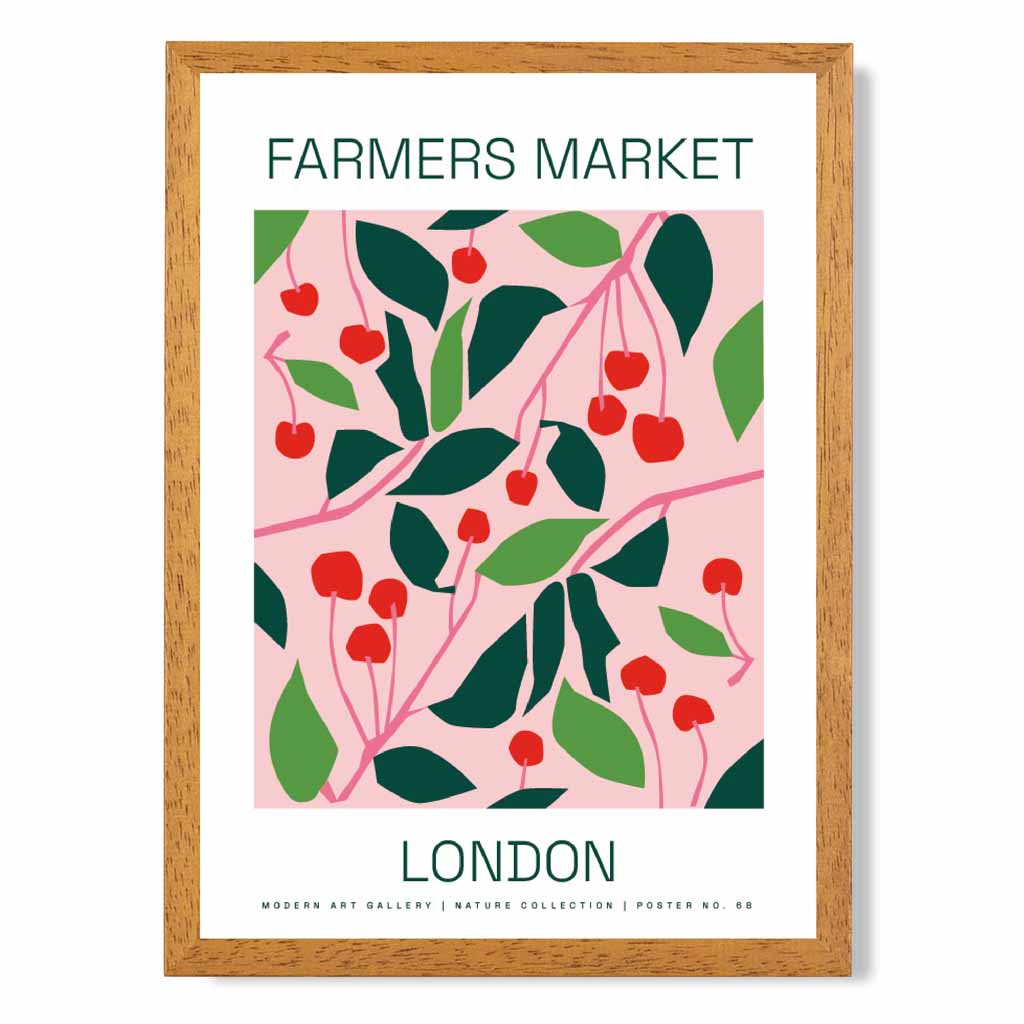 Farmers Market Pink, Green London Cherries  Art Print | Wall Art Plaza