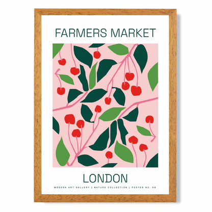 Farmers Market Pink, Green London Cherries  Art Print | Wall Art Plaza