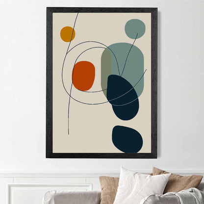 Modern Abstract Beige, Blue Autumn Shapes No 1 Art Print | Wall Art Plaza UK