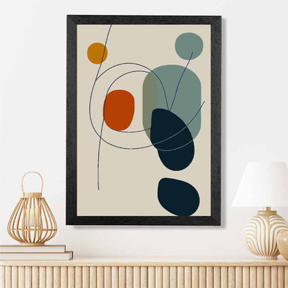 Modern Abstract Beige, Blue Autumn Shapes No 1 Art Print | Wall Art Plaza UK