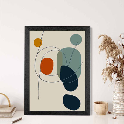 Modern Abstract Beige, Blue Autumn Shapes No 1 Art Print | Wall Art Plaza UK