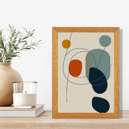 Modern Abstract Beige, Blue Autumn Shapes No 1 Art Print | Wall Art Plaza UK