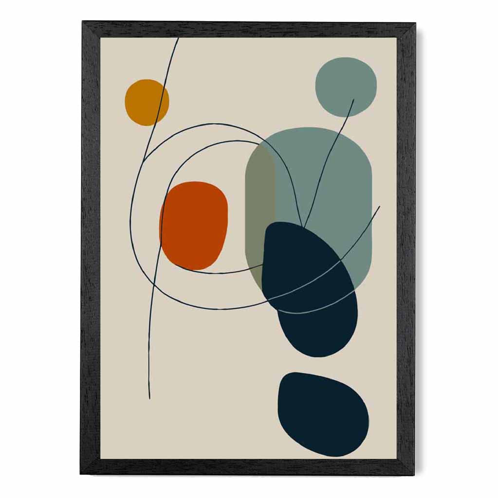 Modern Abstract Beige, Blue Autumn Shapes No 1 Art Print | Wall Art Plaza UK