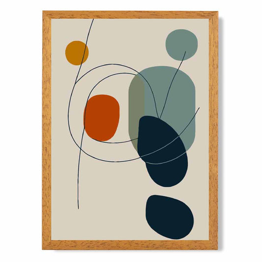 Modern Abstract Beige, Blue Autumn Shapes No 1 Art Print | Wall Art Plaza UK