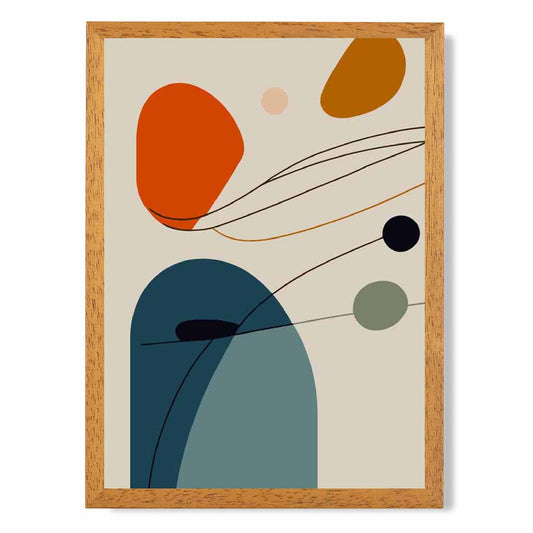 Modern Abstract Beige, Blue Autumn Shapes No 2 Art Print | Wall Art Plaza UK