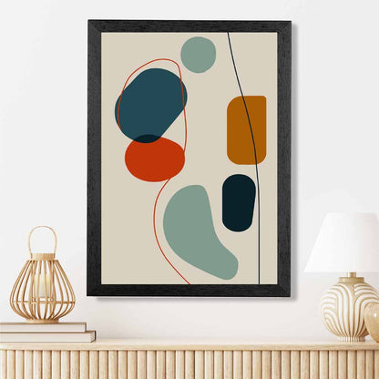 Modern Abstract Beige, Blue Autumn Shapes No 4 Art Print | Wall Art Plaza UK