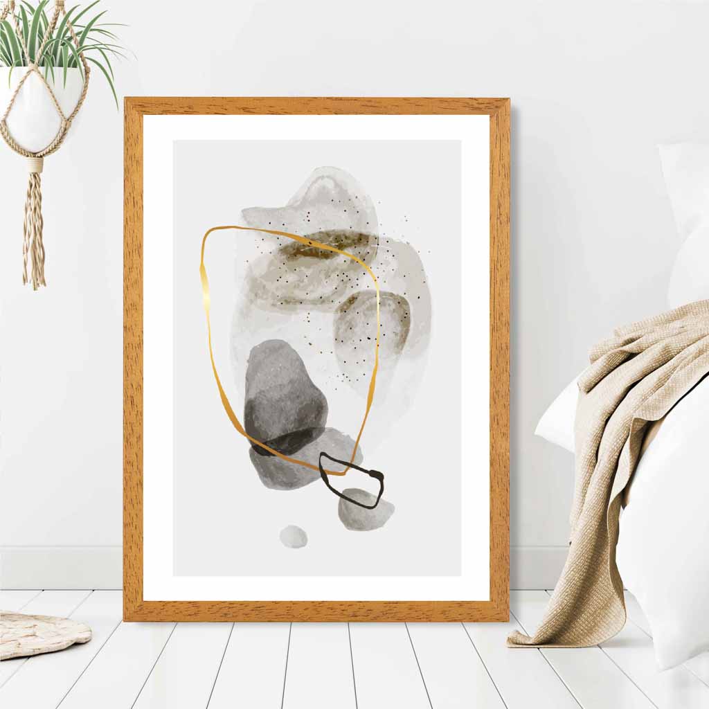 Abstract Neutral, Grey Painted Shapes No 1 Art Print | Wall Art Plaza