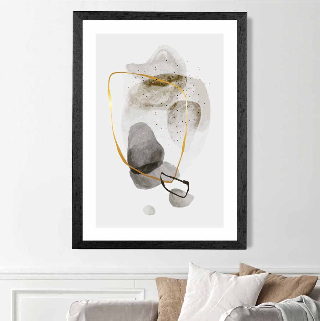Abstract Neutral, Grey Painted Shapes No 1 Art Print | Wall Art Plaza
