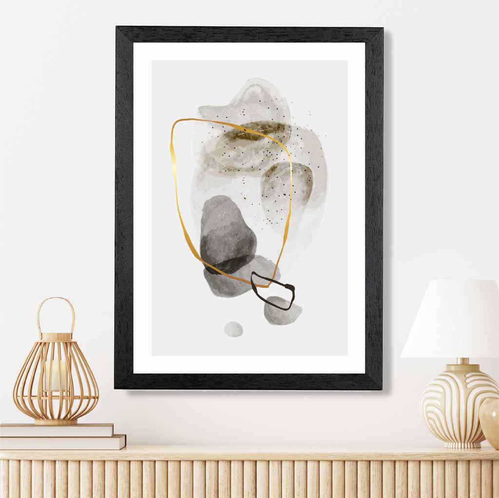 Abstract Neutral, Grey Painted Shapes No 1 Art Print | Wall Art Plaza