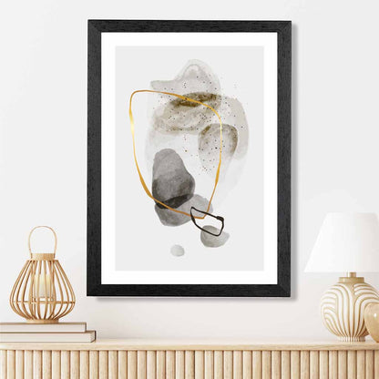 Abstract Neutral, Grey Painted Shapes No 1 Art Print | Wall Art Plaza