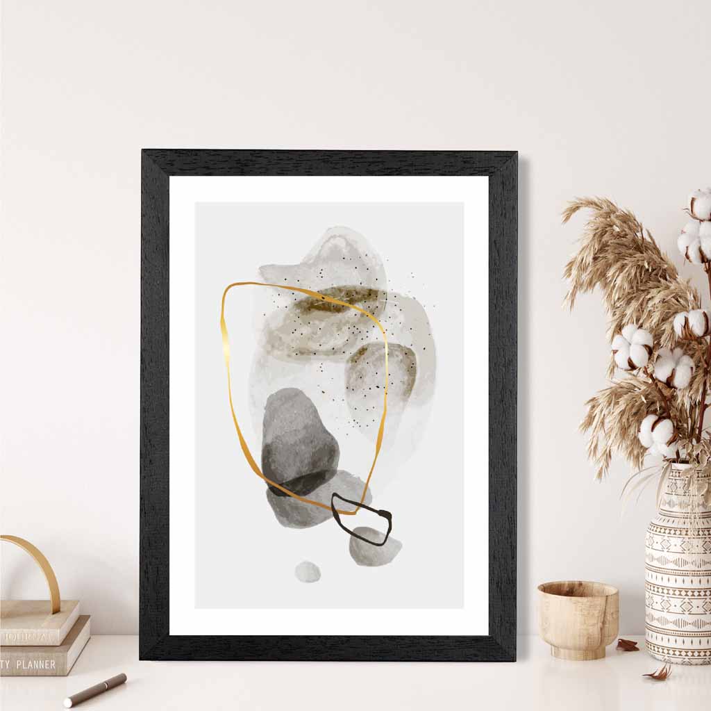 Abstract Neutral, Grey Painted Shapes No 1 Art Print | Wall Art Plaza