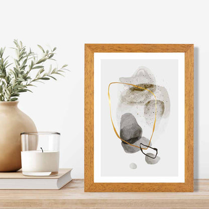 Abstract Neutral, Grey Painted Shapes No 1 Art Print | Wall Art Plaza