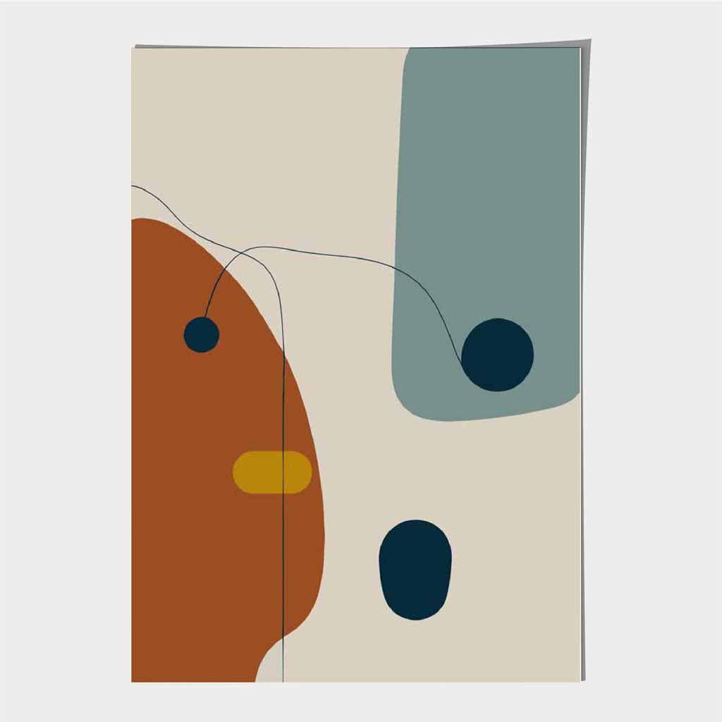 Modern Abstract Beige, Orange Autumn Shapes No 5 Art Poster | Wall Art Plaza UK