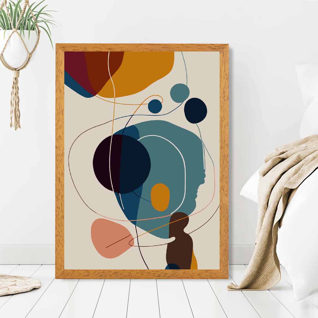 Modern Abstract Beige, Colourful Autumn Shapes No 6 Art Poster | Wall Art Plaza UK