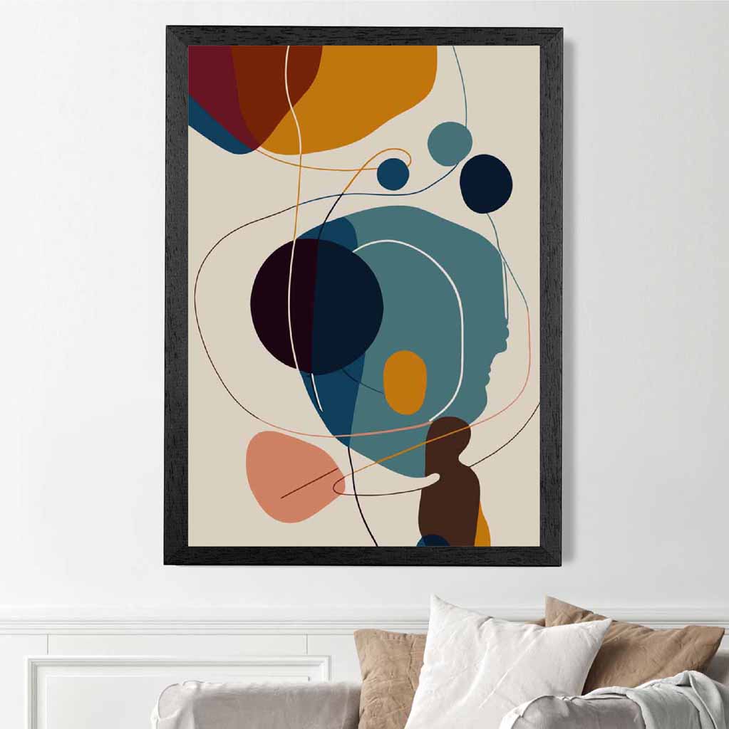 Modern Abstract Beige, Colourful Autumn Shapes No 6 Art Poster | Wall Art Plaza UK