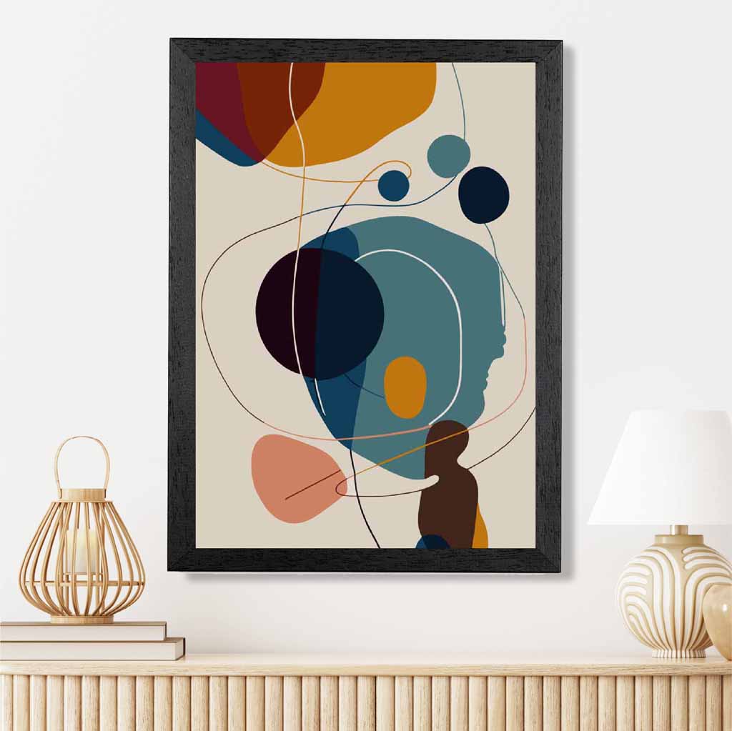 Modern Abstract Beige, Colourful Autumn Shapes No 6 Art Poster | Wall Art Plaza UK