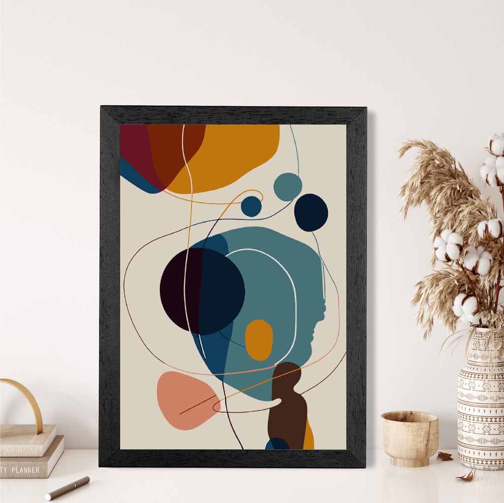 Modern Abstract Beige, Colourful Autumn Shapes No 6 Art Poster | Wall Art Plaza UK