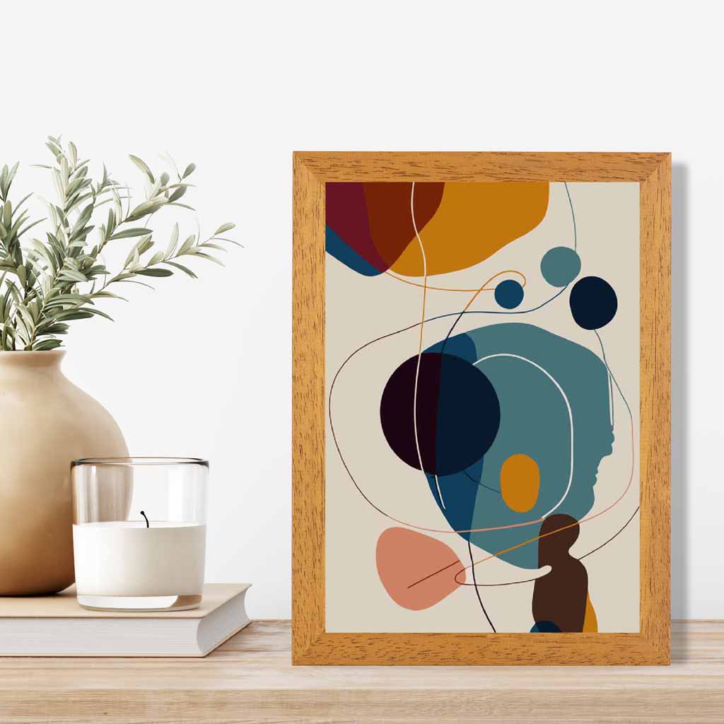 Modern Abstract Beige, Colourful Autumn Shapes No 6 Art Poster | Wall Art Plaza UK