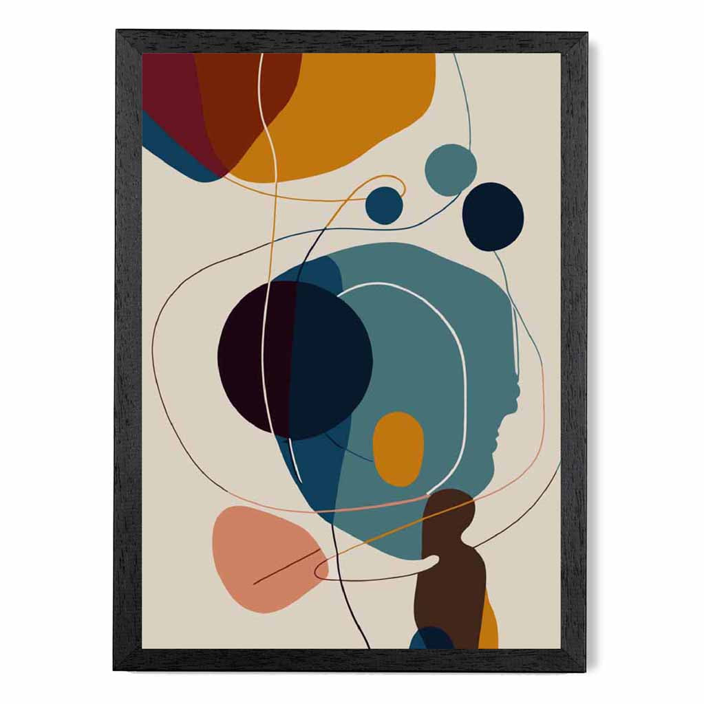 Modern Abstract Beige, Colourful Autumn Shapes No 6 Art Poster | Wall Art Plaza UK