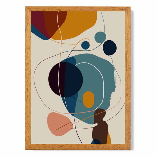 Modern Abstract Beige, Colourful Autumn Shapes No 6 Art Poster | Wall Art Plaza UK