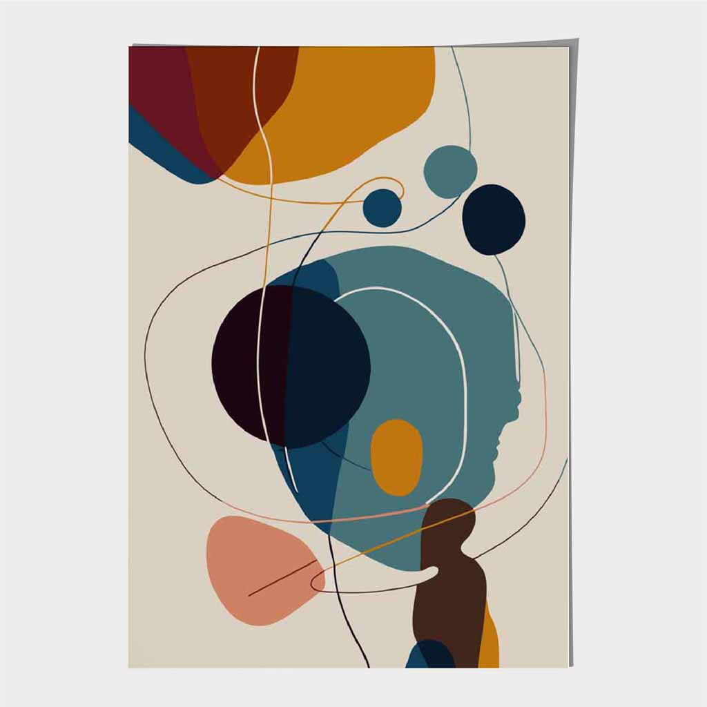 Modern Abstract Beige, Colourful Autumn Shapes No 6 Art Poster | Wall Art Plaza UK